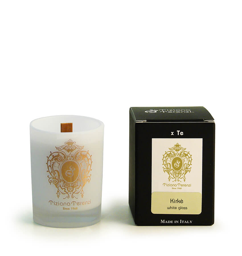 Kirke white glass candle by Tiziana Terenzi