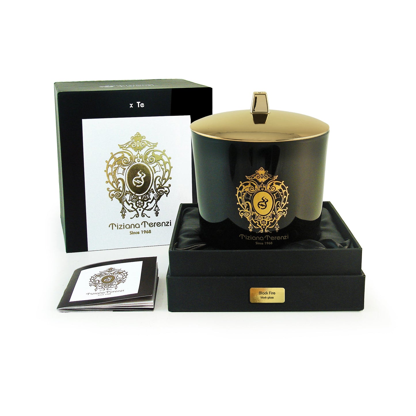 Vela Black Fire, vidrio negro, 1 mecha de madera - 6 oz.