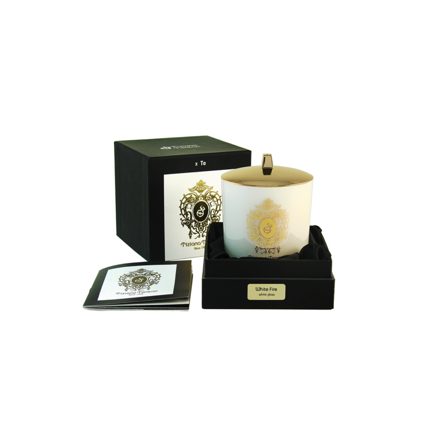 Vela White Fire, vidrio blanco, 2 mechas de madera - 500g